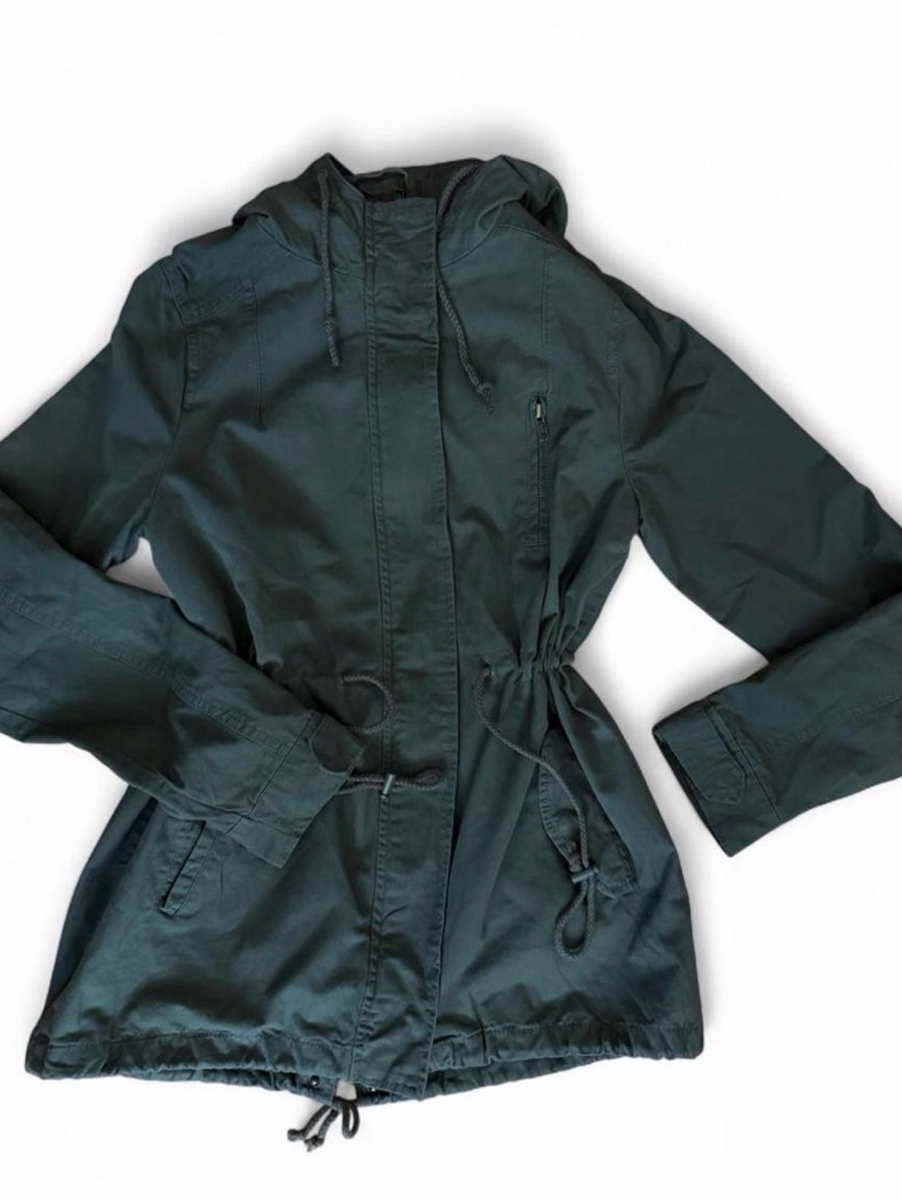 Vintage Dark Green Hooded Utility Jacket